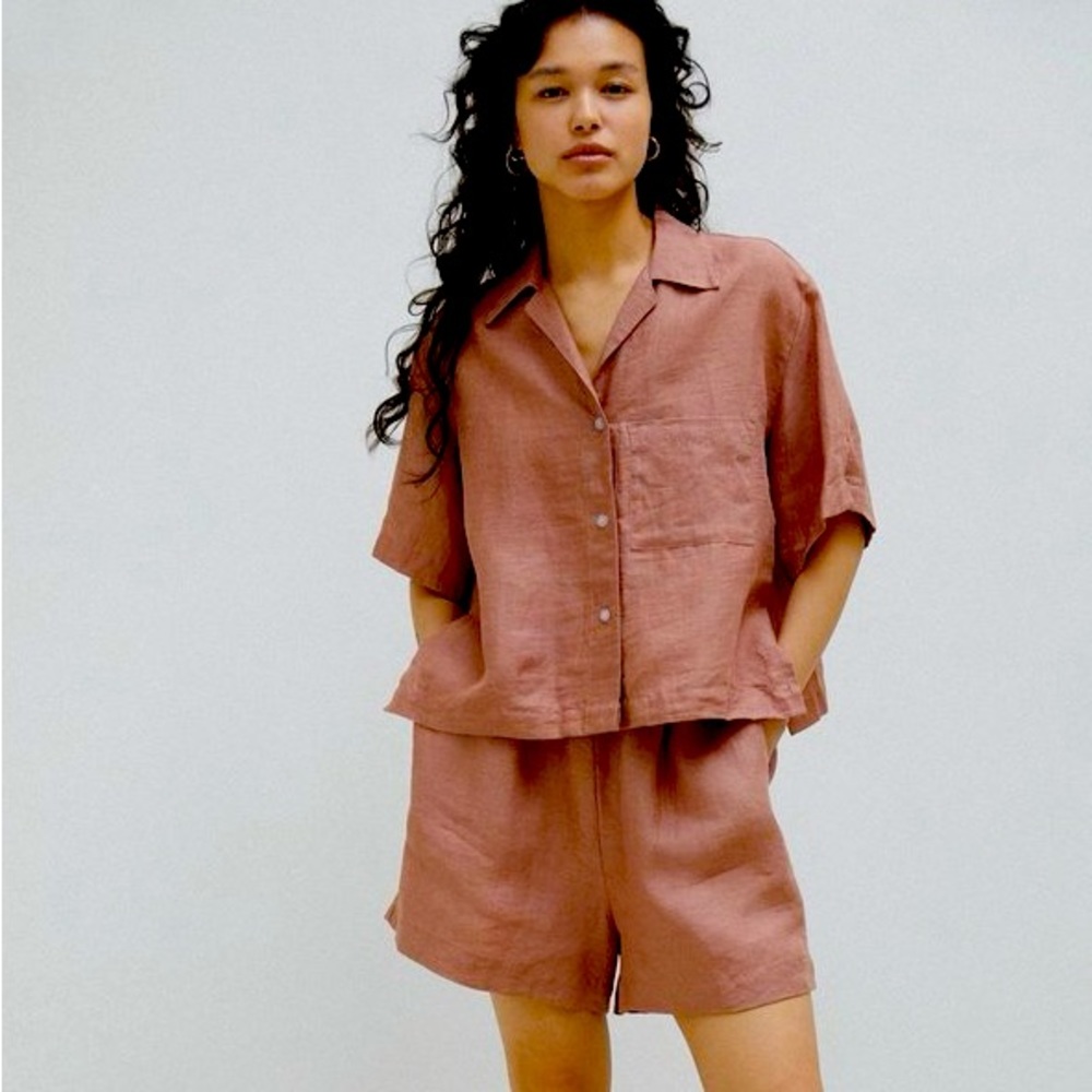 SOLD - THE 04 SET Deiji Studios Smoke Pink XL 100% linen - Picture 1 of 16